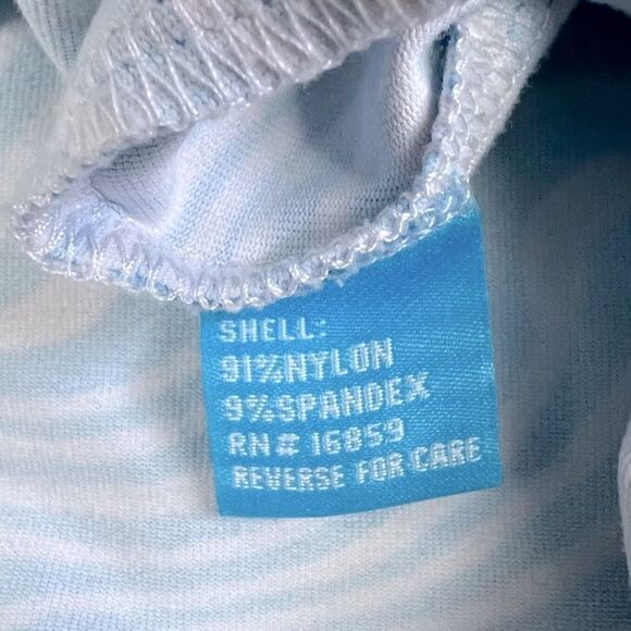 J MCLAUGHLIN WOMENS BLOUSE SIZE L LIGHT BLUE AND WHITE DESIGN - Picture 5 of 10